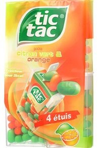 Bonbons Tic Tac Citron Vert Orange 4 x 18 gr