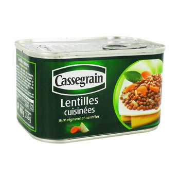 Lentilles cuisinées Cassegrain